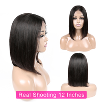 Perruques courtes bob en cheveux humains vierges bruts vietnamiens, lisses, pour femmes noires, avec cuticules alignées