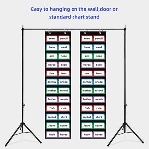 Tablero de bolsillos para palabras de aula con 12 bolsillos transparentes, tablero de bolsillos estándar negro para la escuela y el hogar para tiras de frases - Product Image 4