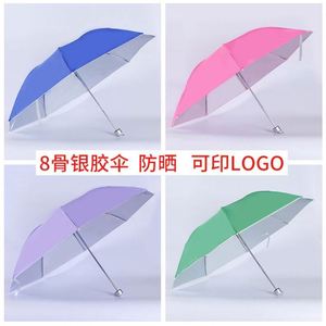 Promotional Three-Folding Plastic Handle Custom Logo <b>Umbrella</b>-Compact Portable Semi-Automatic <b>Windproof</b> Business Gift - Product Image 4