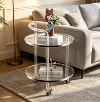Table d'appoint roulante en acrylique transparent de haute qualité, personnalisable, avec roulettes amovibles pour usage domestique, livraison rapide