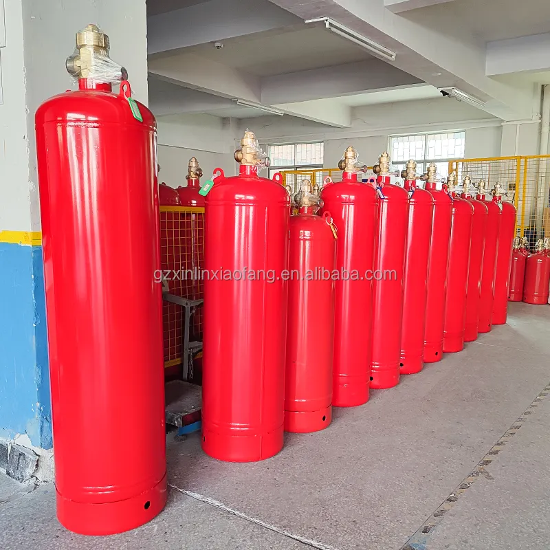Sertifikasyon otomatik yangın söndürücü ile silindir FM200 Guangzhou fabrika gaz yangın söndürücü şişe