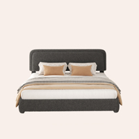 Flanell-Signatur-Kingsize-Bettgestell mit Verstellbarem, Faltbarem Design und Maschinenwaschbarem Stoffbezug für Einfache Reinigung