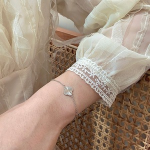 S925 <b>Silver</b> Four Leaf Clover Bracelet For Women Fine <b>Charm</b> Jewelry Everyday Wear Platinum Color 925 <b>Silver</b> Handmade - Product Image 3