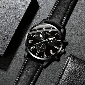 Nouvelle <span class=keywords><strong>montre</strong></span> à quartz pour <span class=keywords><strong>homme</strong></span>, style tendance, <span class=keywords><strong>bracelet</strong></span> en cuir, 40 mm, aiguille, décontractée, élégante, design à trois yeux, plus <span class=keywords><strong>bracelet</strong></span> tressé - Product Image 4