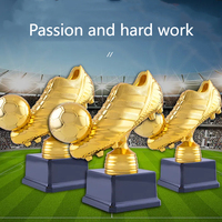 Trophée de football en plastique à succès, trophée de botte d'or, trophée commémoratif de match de football, peut être imprimé avec un logo