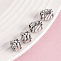 Perles Breloques Européennes en Acier Inoxydable à Grand Trou, Motif Torsadé, Perles Entretoises pour Bracelets et Fournitures de Fabrication de Bijoux DIY en Gros