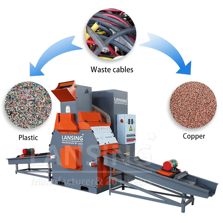 LANSING Fabricante Profissional barato 250kg/h Máquina de Reciclagem de Cabos Máquinas de Moagem de Cabos Máquina de Reciclagem de Resíduos de E-Waste