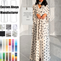 Abaya personnalisée haut de gamme en Nida à pois, doublure douce en mousseline, fermeture à boutons-pression, pour femmes musulmanes, vente en gros d'Abayas islamiques