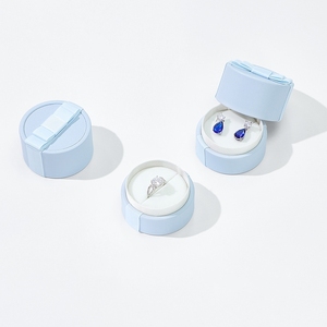 Boîte à bijoux compacte mini portable rétro avec couvercle Ciel et Terre, vente en gros de boîtes à bijoux avec nœud en ruban - Product Image 4