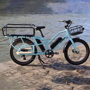 Vélo électrique <span class=keywords><strong>cargo</strong></span> à batterie lithium 48V 14.5Ah, 24 pouces, à longue portée, avec moteur arrière 500W, pour livraison familiale, transport de nourriture et siège bébé - Product Image 1