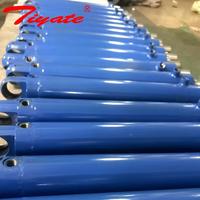 Cilindro hidráulico de doble efecto con brida frontal cuadrada y varilla delgada, azul brillante, para expulsor de molde de inyección
