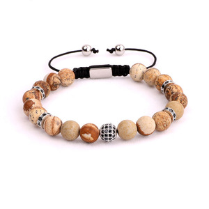 Bijoux de location de perles de pierre naturelle Bracelet en macramé tressé pour hommes JBS10687 - Product Image 6