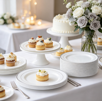 Assiettes jetables rondes blanches sans BPA en plastique pour fêtes, mariages, banquets et anniversaires (vente en gros)