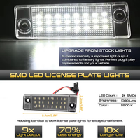 2 pièces pour Chevrolet Captiva 2006-UP, éclairage de plaque d'immatriculation LED, lampes pour Opel Antara 2006-2017, 24smd 6000K Canbus, sans erreur