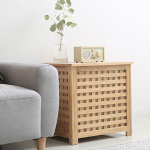 Solid Wood Storage Box Square Mesh Design Clothing Organizer <b>Bedside</b> <b>Shelf</b> Decorative Storage Basket - Product Image 2