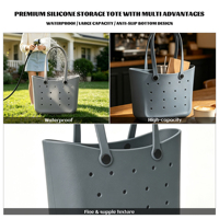 Sac fourre-tout polyvalent en EVA résistant à l'eau, grande capacité, couleur unie, durable, prêt pour la plage toute saison, tendance