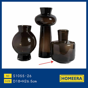 Minimalist Brown <b>Glass</b> <b>Vase</b> Creative <b>Tall</b> Design D185xH24cm for Home Decor Bedroom/Kitchen Flower Arrangements Wholesale Supply - Product Image 1