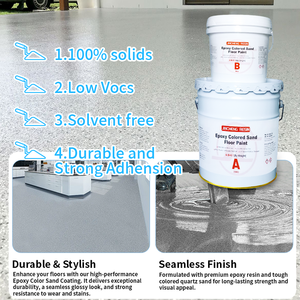 Peinture pour sols en <span class=keywords><strong>béton</strong></span> époxy à base de sable de quartz coloré antidérapante, auto-nivelante, imperméable, application au pinceau pour appartement, cour - Product Image 3