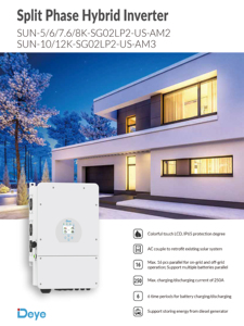 Inverter ad Alta Tensione Deye per Accumulo di Energia Solare 8KW 10KW 12KW, Inverter Ibrido Deye - Product Image 5