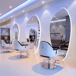 Miroir de Salon LED Irrégulier Sans Cadre pour Coiffure, Design Moderne en Acier Inoxydable, 3 Températures de Couleur Changeantes, Mural pour Salon de Coiffure - Product Image 1