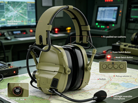 Casque tactique à réduction de bruit active NH18, conçu pour la surveillance environnementale, étanche IP67, avec micro boom et contrôle par bouton double canal 15-20