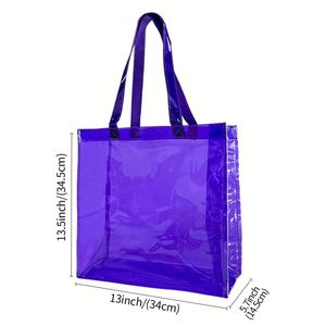 Promotion : Sacs fourre-tout pour femmes en PVC imperméable, grand format, avec logo imprimé personnalisé, sac de shopping tendance - Product Image 3