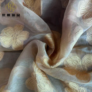 Farfalla fiore Jacquard poliestere metallizzato <span class=keywords><strong>Chiffon</strong></span> tessuti Organza per abito da sposa panno - Product Image 1