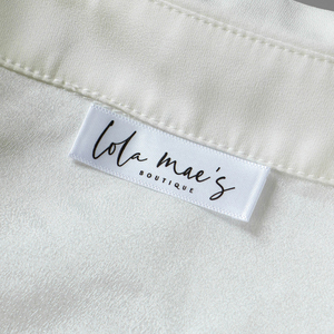 Étiquettes de vêtements en satin personnalisées avec <span class=keywords><strong>logo</strong></span>, impression sérigraphique, étiquettes principales pour col de robe - Product Image 5
