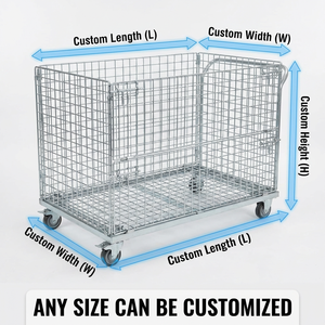 Carro de Almacenamiento Plegable de Malla Metálica Reforzada, Carro Logístico Industrial Personalizado para Almacén, Carro de <span class=keywords><strong>Transporte</strong></span> de Acero OEM/ODM - Product Image 3