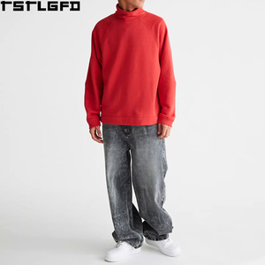 Custom Articulated Mock Neck Sweatshirt <b>Men</b> Heavyweight <b>Red</b> Ergonomic Seam <b>Jumper</b> <b>Men'S</b> Hoodies & Sweatshirt Manufacturers - Product Image 3