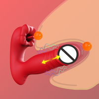 Vibrateur double extrémité télescopique 2-en-1 en silicone avec commande par application, jouet sexuel pour adulte, masseur féminin, langue léchante, puissant