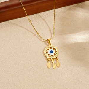 Evil Eye Necklace Gold Plated Dreamcatcher Pendant Bamboo Chain Clavicle Chain For Women Daily Wear Gift - Product Image 3