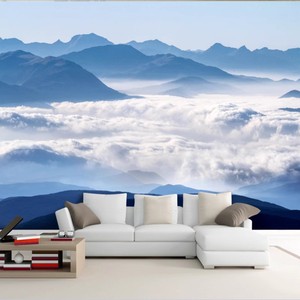 Pics montagneux, nuages et mer, salon, canapé, fond d'écran de chambre à coucher, paysage naturel, décoration murale de bureau - Product Image 4