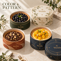 Boîte à tarte de luxe ronde en carton rigide avec couvercle séparé pour gâteau, pâtisserie, dessert, emballage cadeau
