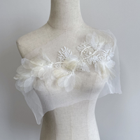 ZSY Luxueux strass blanc fantaisie et perle perlée dentelle brodée 3d fleur applique pour robe de mariée