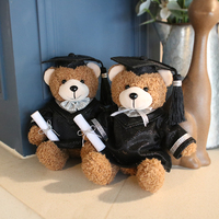 Ours en peluche personnalisé Zaves pour couple, avec toge de graduation noire, cadeau de remise de diplôme pour étudiant
