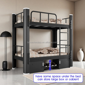 Tempat Tidur Susun Besi Kokoh untuk Asrama Sekolah, Rumah, Kamar Tidur, Furnitur Logam Baja untuk Remaja, Anak-anak, dengan Penyimpanan - Product Image 2