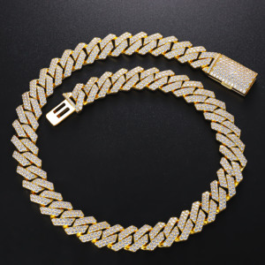 เครื่องประดับ CM หรูหรา คุณภาพสูง สไตล์ฮิปฮอป สร้อยคอฟิกาโร่ชุบทอง 14k โอโร ลามินาโด คาเดนา คิวบา สร้อยคิวบันลิงค์แบบไมอามี สำหรับผู้ชาย - Product Image 6