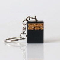 Personnalisé Or Gravure Cristal Kaaba Modèle Porte-clés Pour Religieux Islamique Souvenir Cadeaux