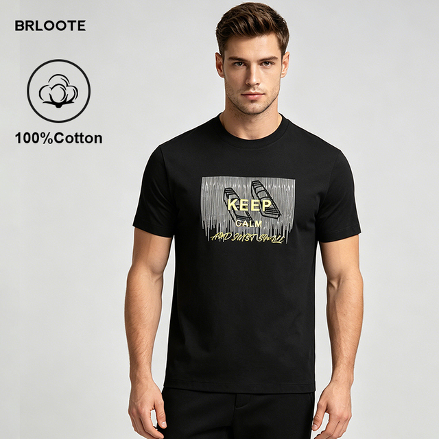 100% Cotton Graphic Tee with Bold Typography Print Short Sleeve T-Shirt for Men OEM/ODM Custom Logo Small Batch Wholesale