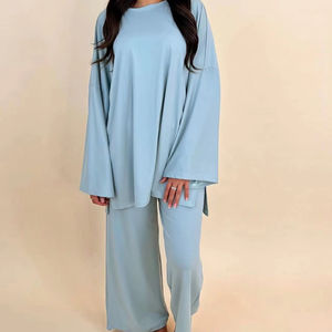 ウィルソン モデスト ブルキニ ワイドレッグパンツ付き モデスト ブルキニ 固定ヒジャブ ボタン付き 3ピースセット ブルキニ 新デザイン ファスナー袖 - Product Image 1