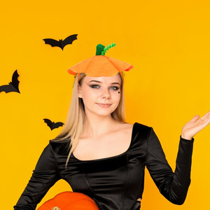 New <b>Halloween</b> Cartoon Pumpkin <b>Headband</b> Hat Hair Accessory Costume Party Headwear Festive Holiday Dress-Up Decoration for Kids Ad - Product Image 2