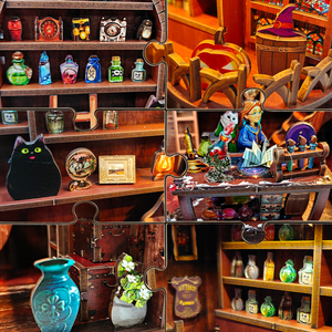Puzzle 3D en bois en gros Magic Shop, kit de maison de poupée miniature écologique à monter soi-même, modèle d'<span class=keywords><strong>architecture</strong></span> Book Nook pour cadeau artisanal - Product Image 3