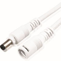 Cable de Alimentación CC Blanco de 24 AWG, 5.5x2.1mm, Conector Macho-Hembra con Bloqueo Seguro, Cable de Extensión