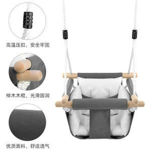 Cloth Covered Swing Infant Outdoor Indoor Baby Wooden <b>Frame</b> Safety Feature <b>Canvas</b> Seat Kids Chair - Product Image 2