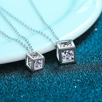 Moissanite Diamant Un Carat Sucre Cube Collier Femmes S925 Argent Amour Cube Magique Pendentif Usine En Gros