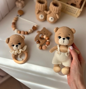 <span class=keywords><strong>Orso</strong></span> adorabile fatto a mano all'uncinetto con cappello da notte ricamo viso <span class=keywords><strong>Amigurumi</strong></span> <span class=keywords><strong>orso</strong></span> addormentato giocattoli - Product Image 3