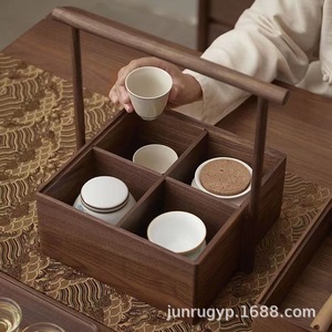 Caja de Madera Cuadrada de Nogal, Portátil, para Almacenamiento de Té, Caja de Regalo - Product Image 2