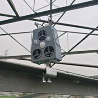Répulsif d'Oiseaux Solaire Extérieur Écologique Étanche à 3 Klaxons avec Détecteur de Mouvement, Lumière LED et Son, en ABS pour Jardin, Verger et Champ
