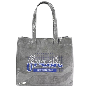 Large PVC Tote Bag for Women Clear Totes Bags <b>Plastic</b> <b>Letters</b> Print Handbag Kraft Paper Hobo Bag for Work Travel - Product Image 2